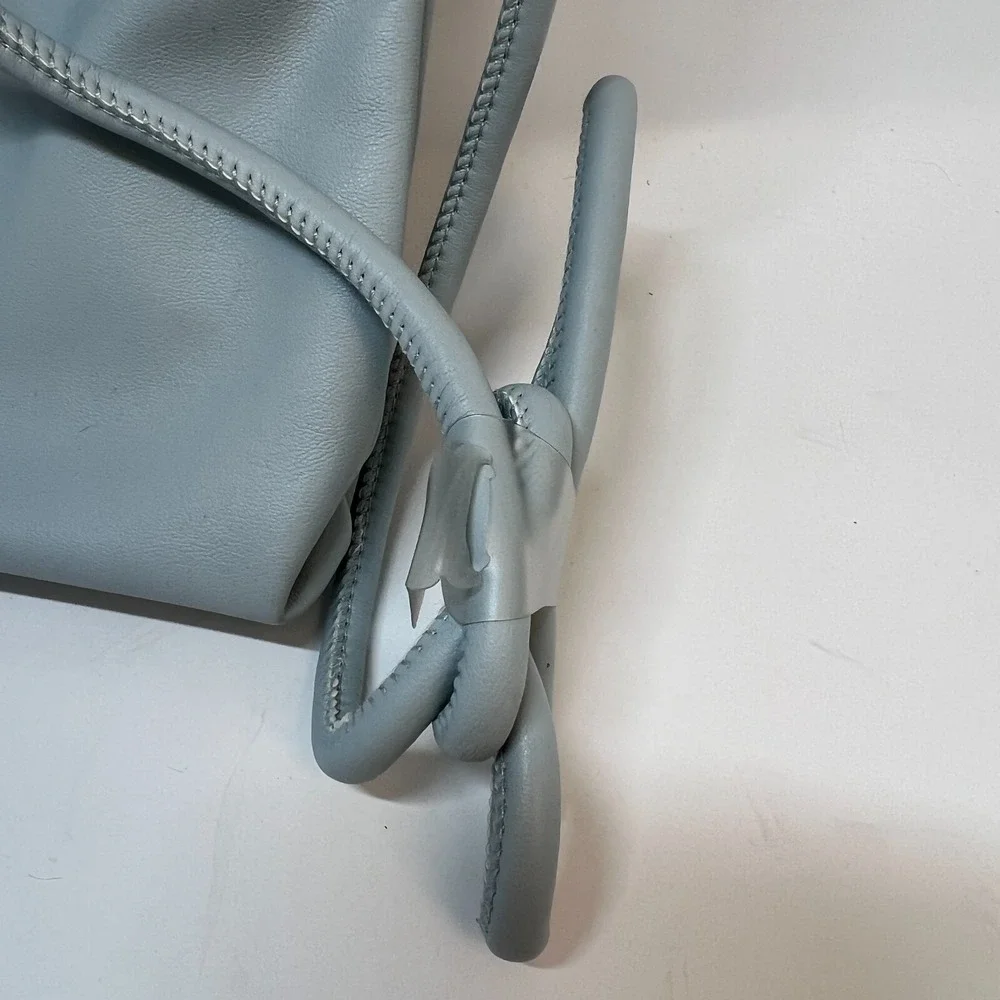 A New Day Light Blue Cinch Top Crossbody Purse‎ Faux Leather Good Condition